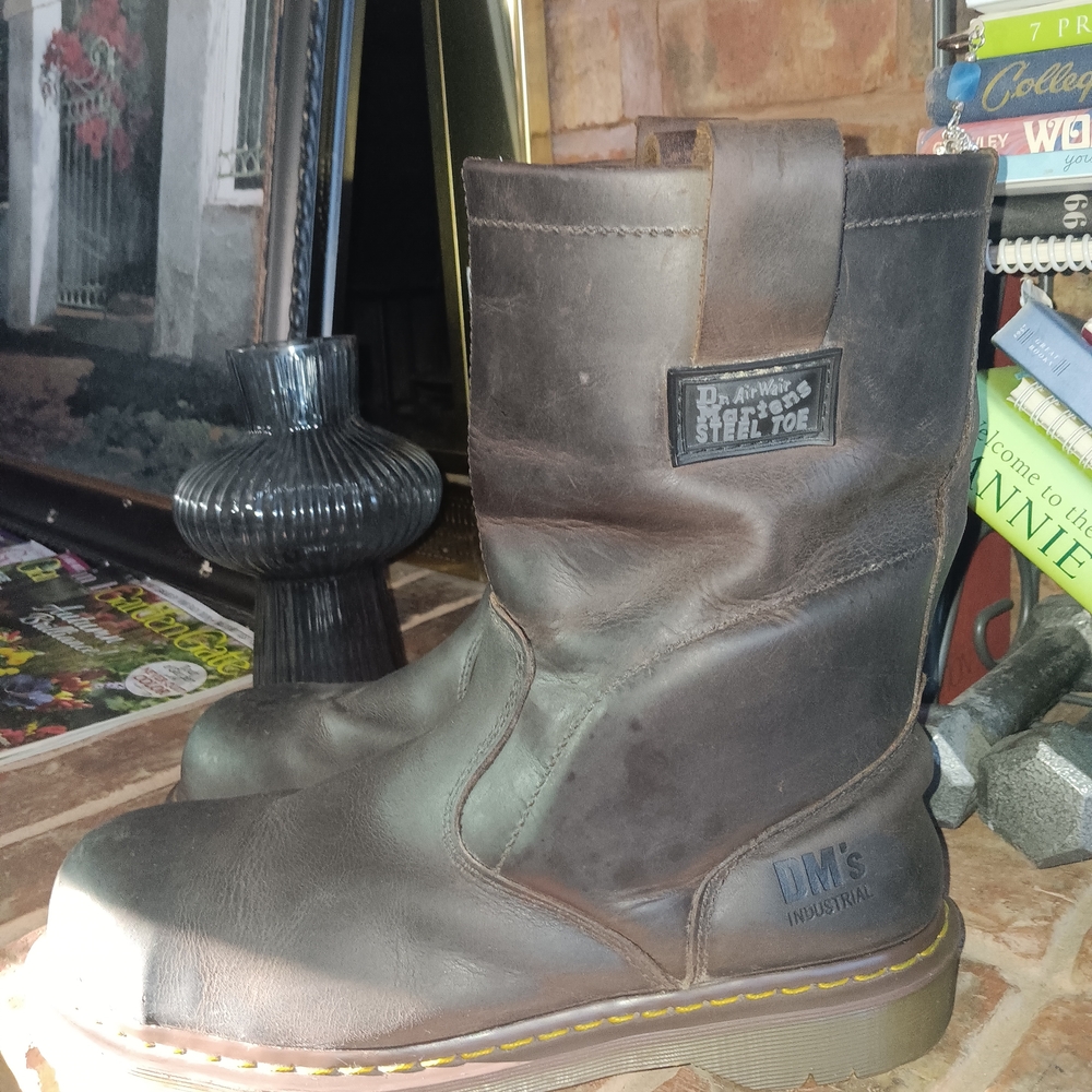 Size 11 US Dr. Martens STEEL TOE Brown Leather DM INDUSTRIAL BOOTS -2011